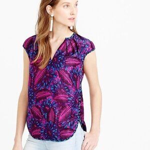 J. Crew midnight floral silk blouse, Size 6p (loose fit)